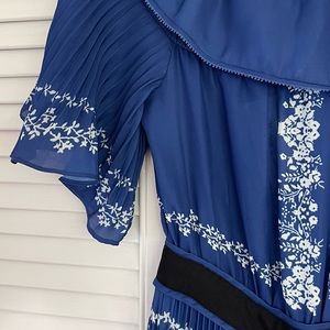 Self Portrait off the shoulder maxi dress. Pleated